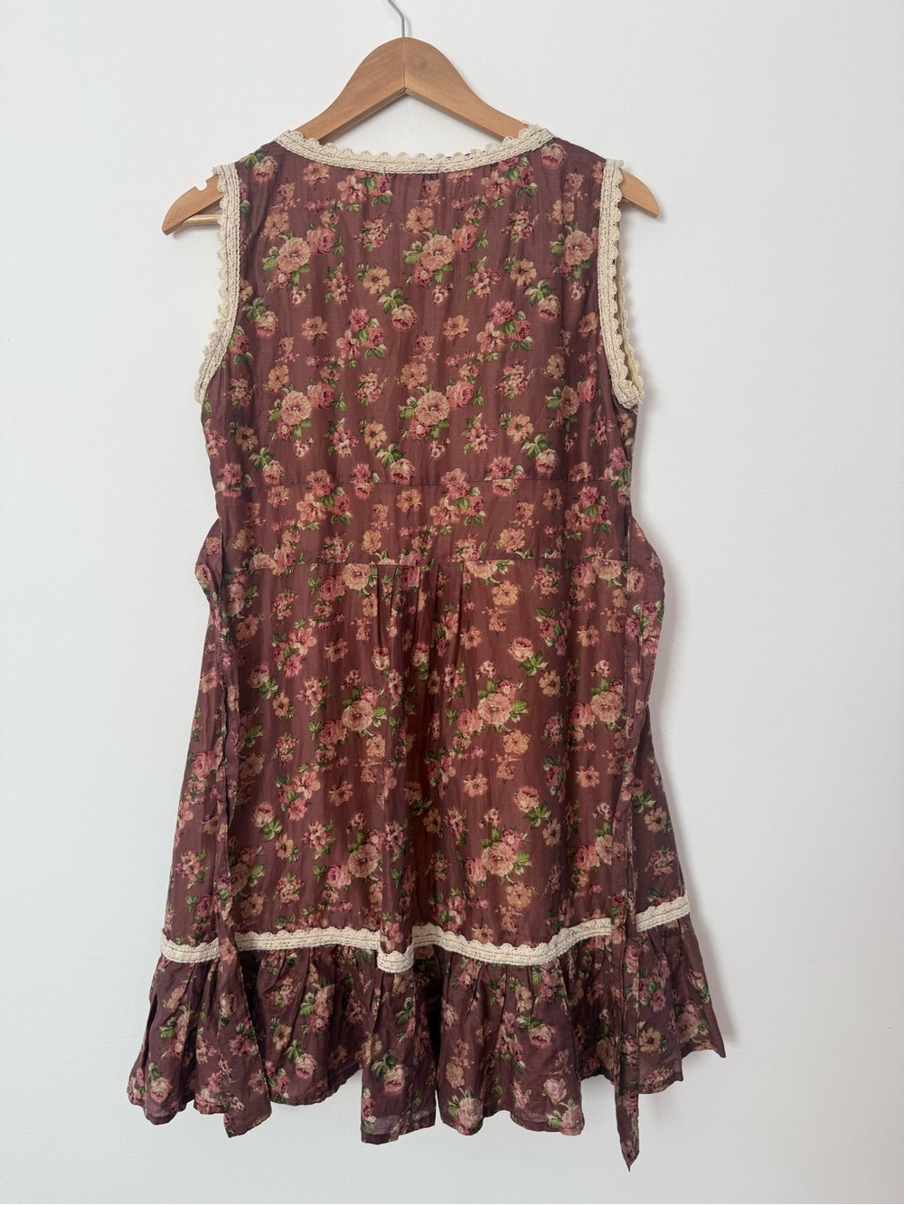 Prairie Floral Cottagecore Dress Size S Lace Trim Rose Print Boho Romantic - Picture 9 of 10